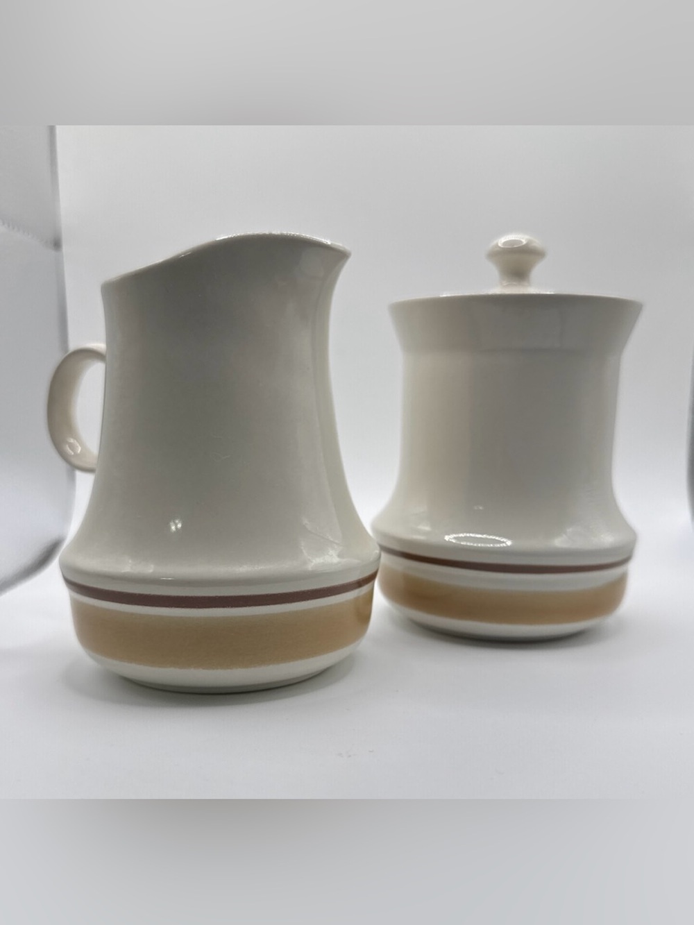 Vintage MCM Hearthside Stoneware Creamer and Sugar Bowl with Lid Set